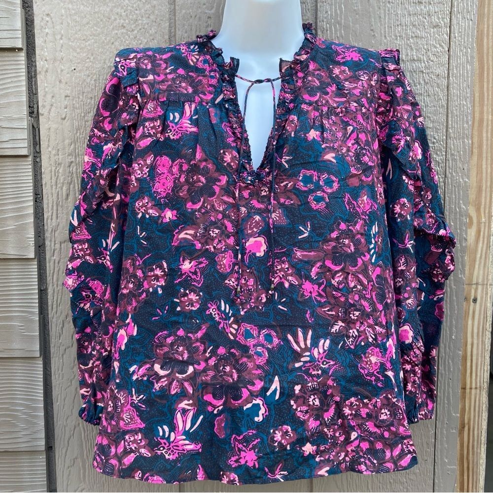 Ulla Johnson midnight Ruffled rana blouse in style women’s size 6